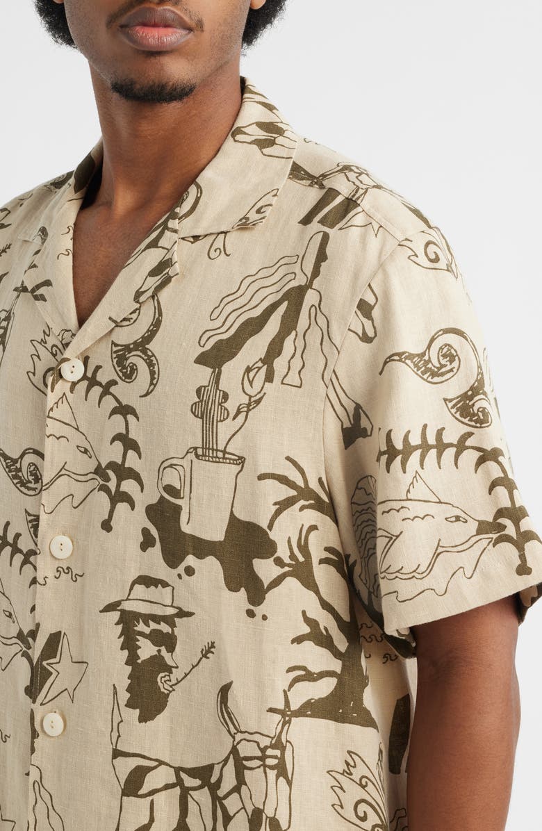 OAS Poplan Linen Camp Shirt, Alternate, color, Beige