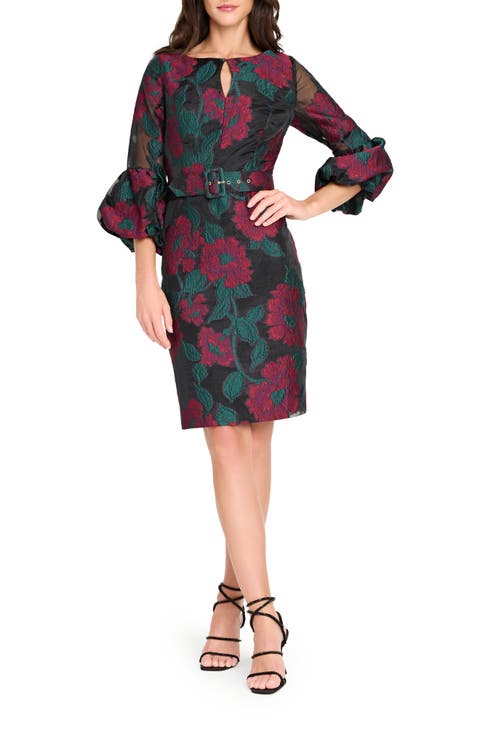 Floral Jacquard Sheath Dress