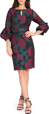 Tahari ASL Floral Jacquard Sheath Dress
