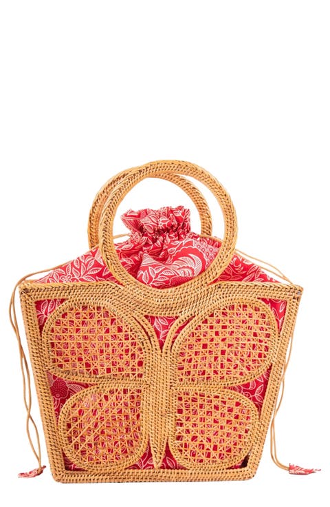 Ata Butterfly Handwoven Rattan Tote