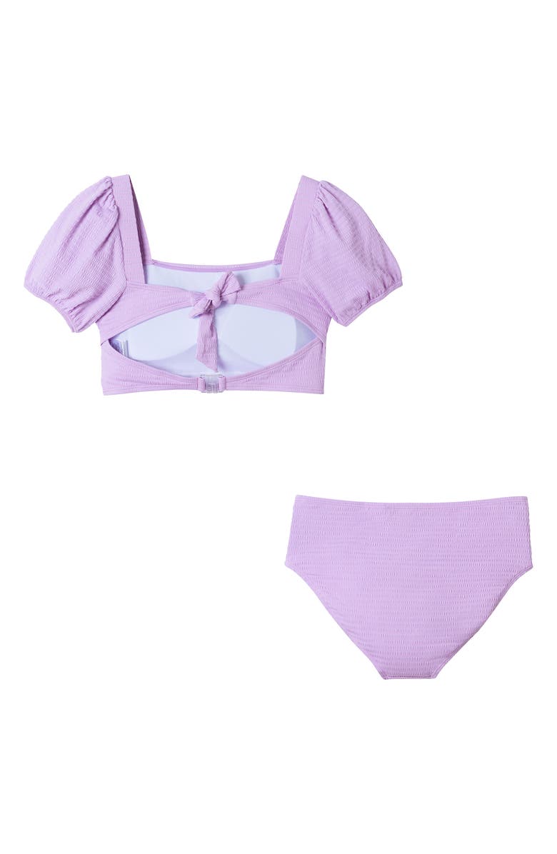 Andy & Evan Kids' Texture Puff Sleeve Two-Piece Swimsuit, Alternate, color,