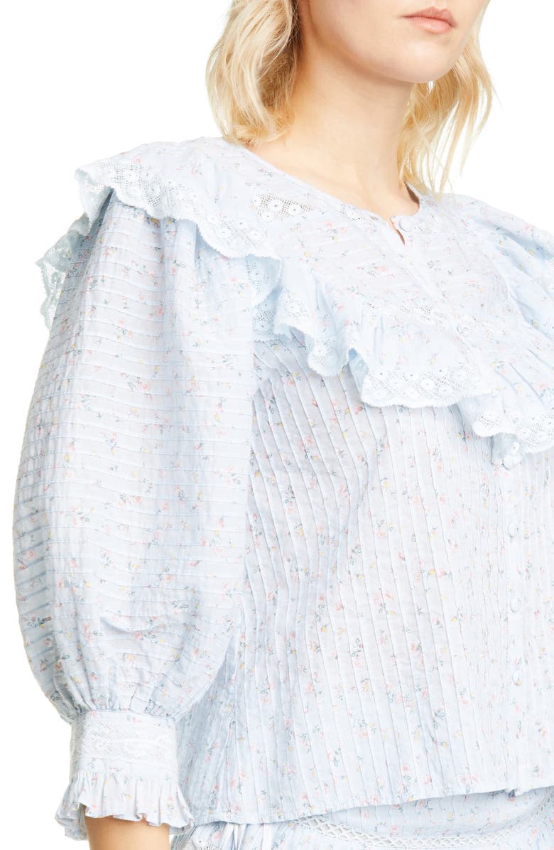 LoveShackFancy Canna Ruffle Top, Alternate, color, 