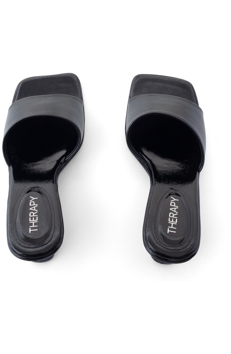 Therapy Australia Lafayette Square-Toe Wedge Slide Sandal, Alternate, color, Black Crinkled Patent Pu