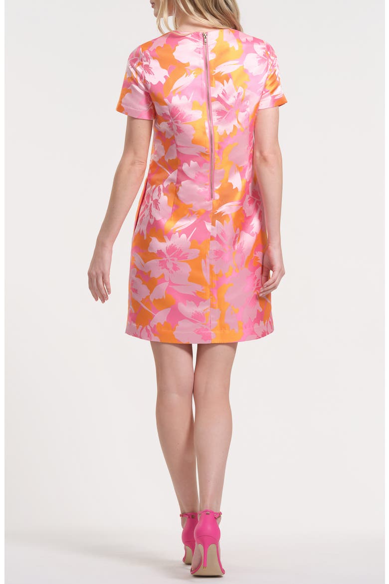 Floral Satin Brocade Minidress, Alternate, color, PINK/ ORANGE