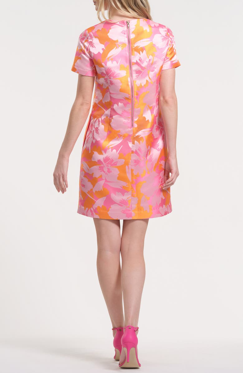 Isaac Mizrahi New York Floral Satin Brocade Minidress, Alternate, color, Pink/ Orange