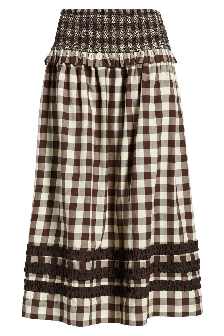 Ava Ruffle Trim Midi Skirt, Alternate, color, BUTTER