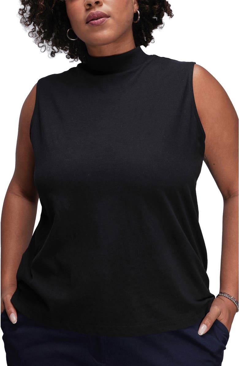 WILDFANG The Everyday Mock Neck Tank, Alternate, color, Black