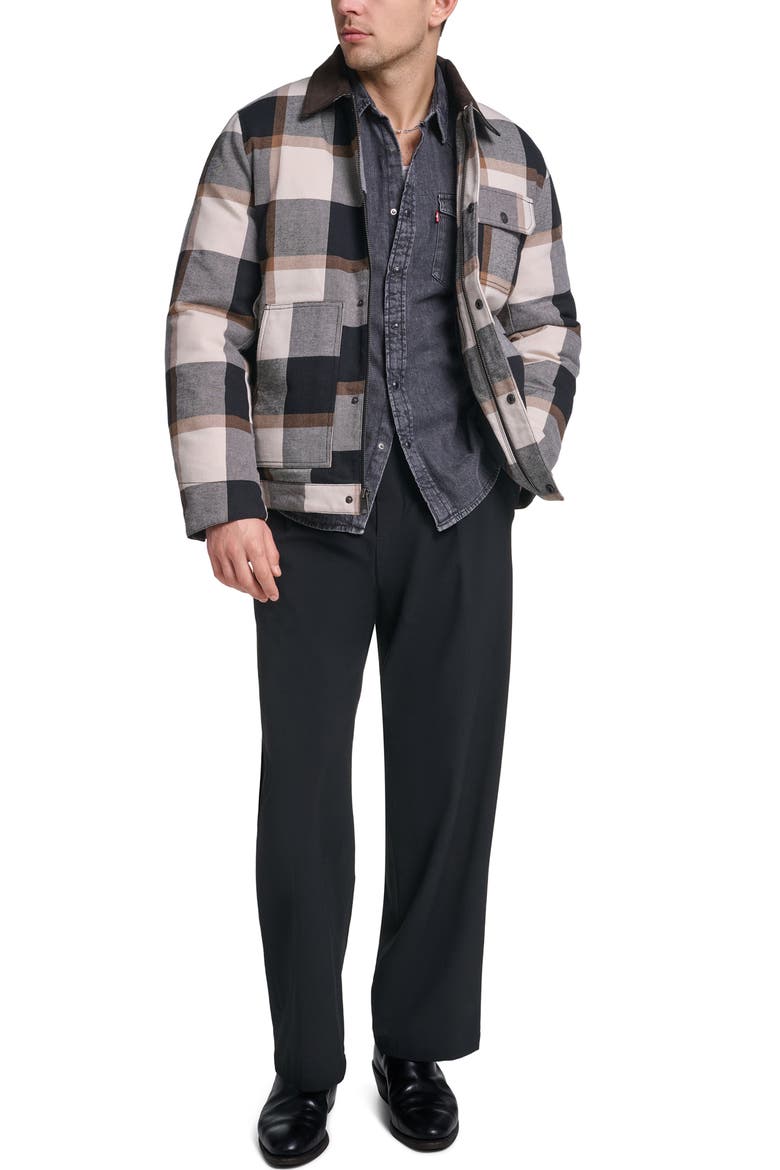 Quilted Work Jacket, Alternate, color, BLACK/ CARAMEL