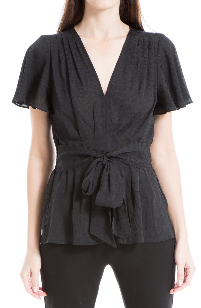 MAX STUDIO Satin Flutter Sleeve Blouse, Main, color,