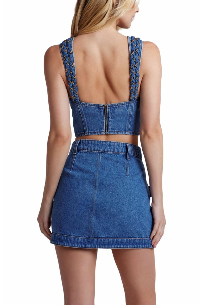 Braided Denim Mini Skirt, Alternate, color, DENIM