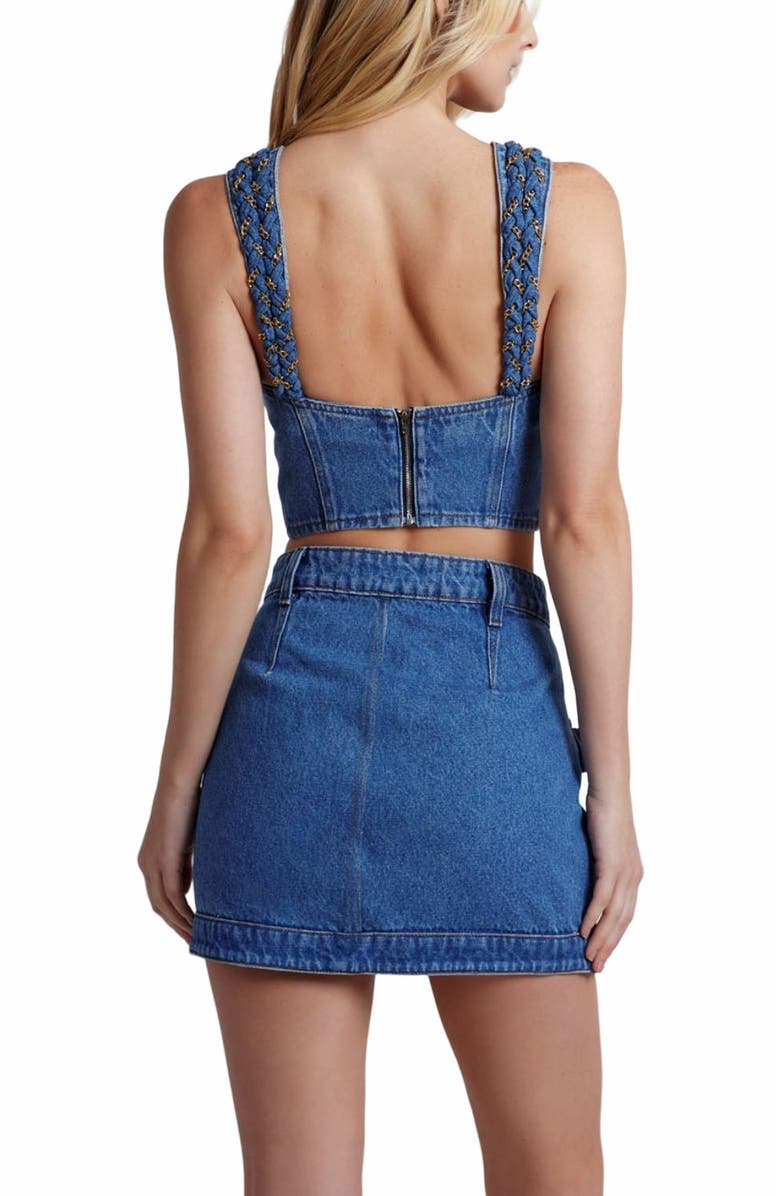 PatBO Braided Denim Mini Skirt, Alternate, color, 