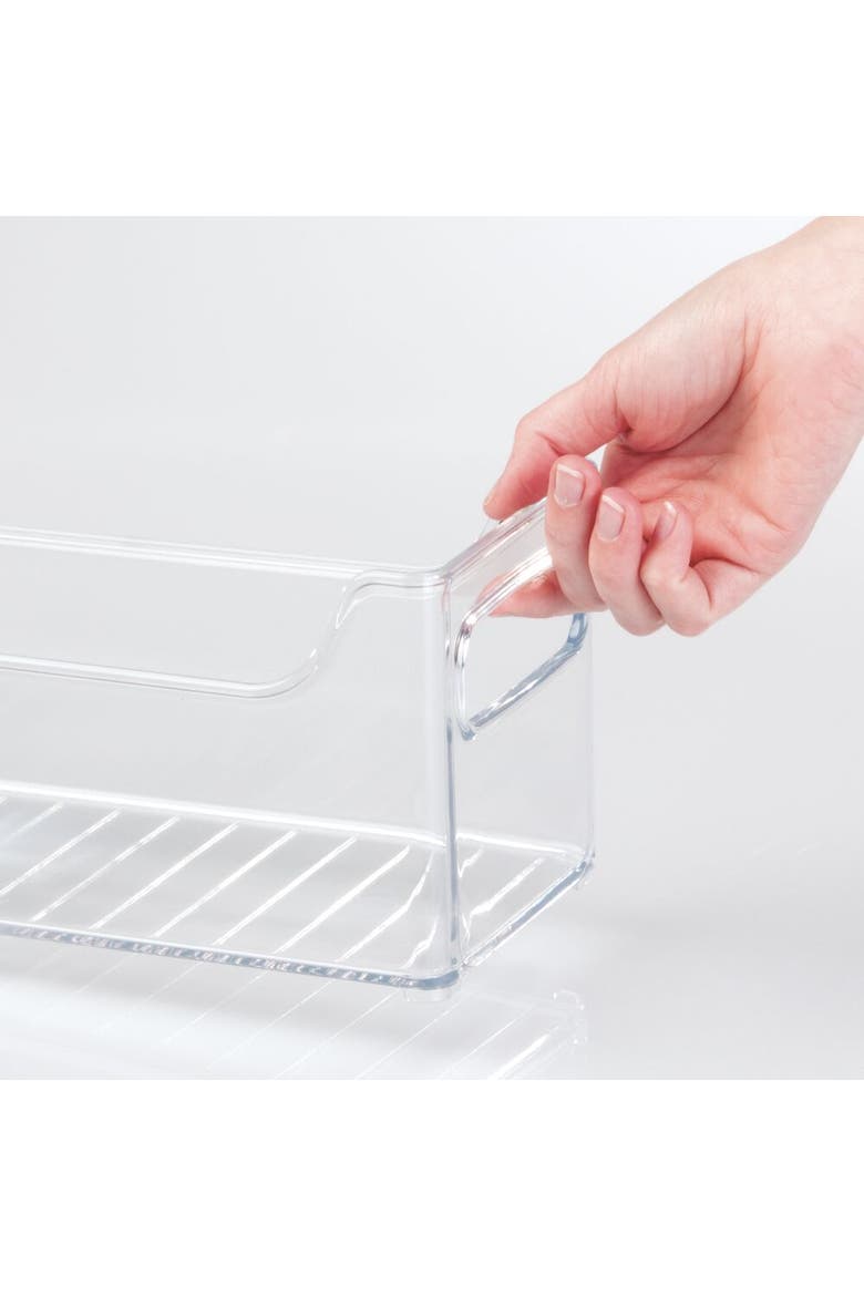Stackable Plastic Pantry Bin - Storage Bin with Handles for Cabinets or Fridge - Set of 4 - Clear, Alternate, color, Clear