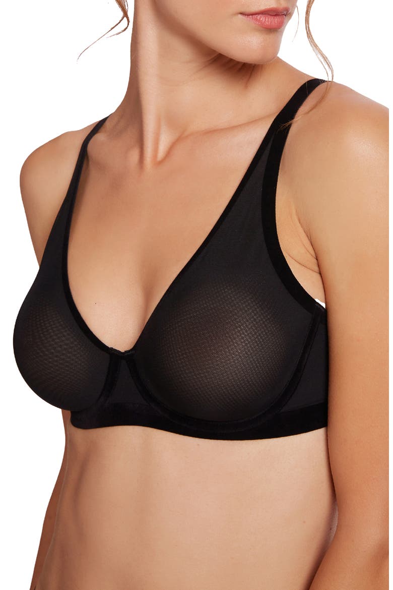 Tulle Underwire T-Shirt Bra, Main, color, BLACK