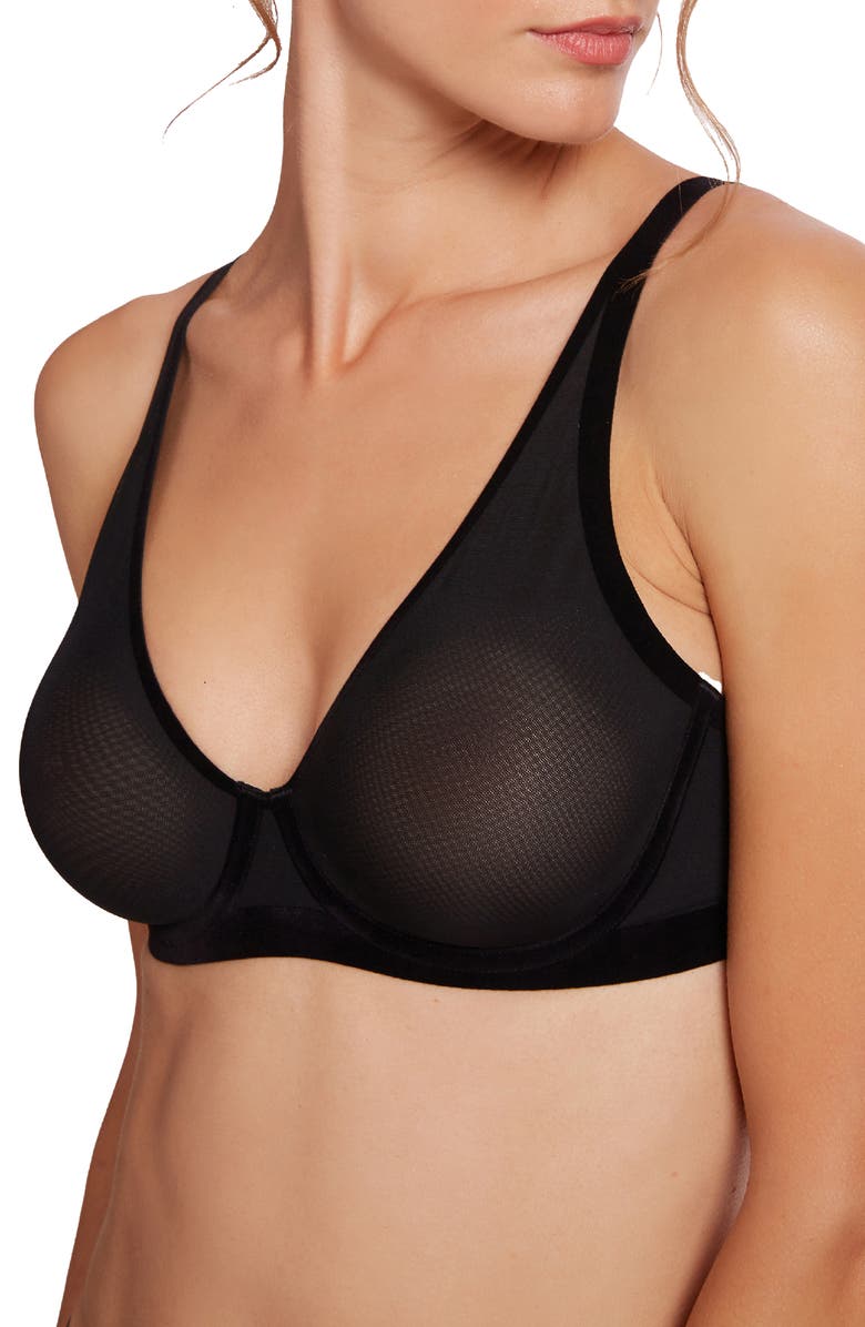 Wolford Tulle Underwire T-Shirt Bra, Main, color, Black