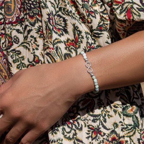 Karma And Luck Shaman Of Abundance Jade Stone Bracelet In Green/silver