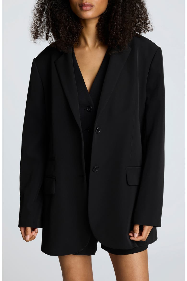 Oversize Luxe Twill Jacket, Main, color, BLACK