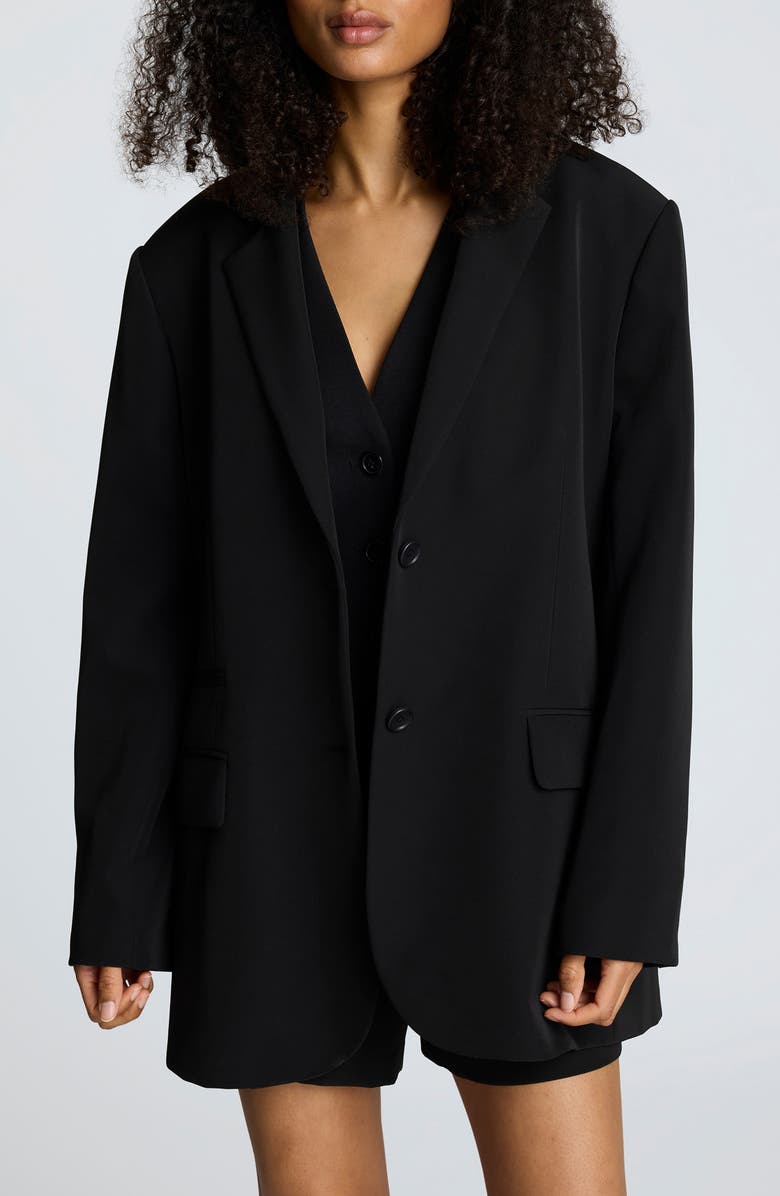 Kenneth Cole Oversize Luxe Twill Jacket, Main, color, Black