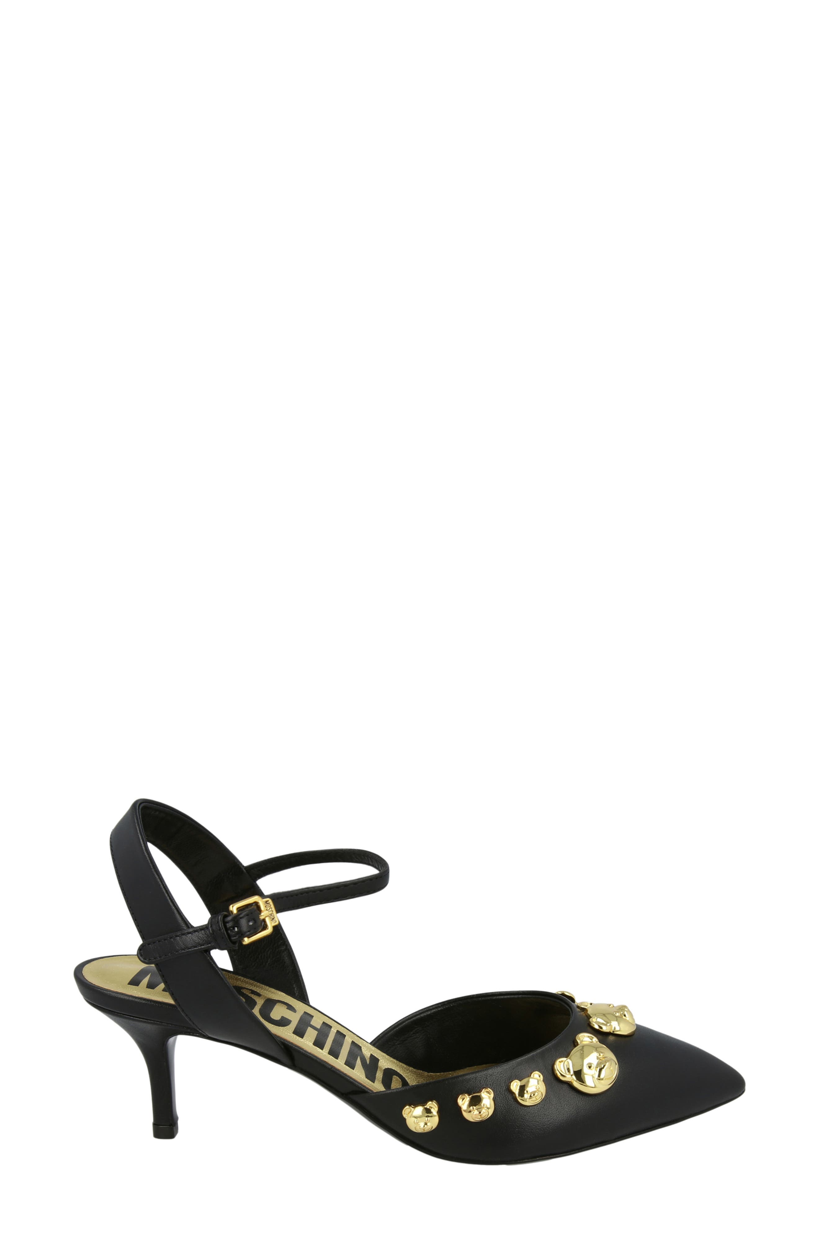 Moschino Teddy Bear Stud Kitten Heel Pump, Alternate, color, Black
