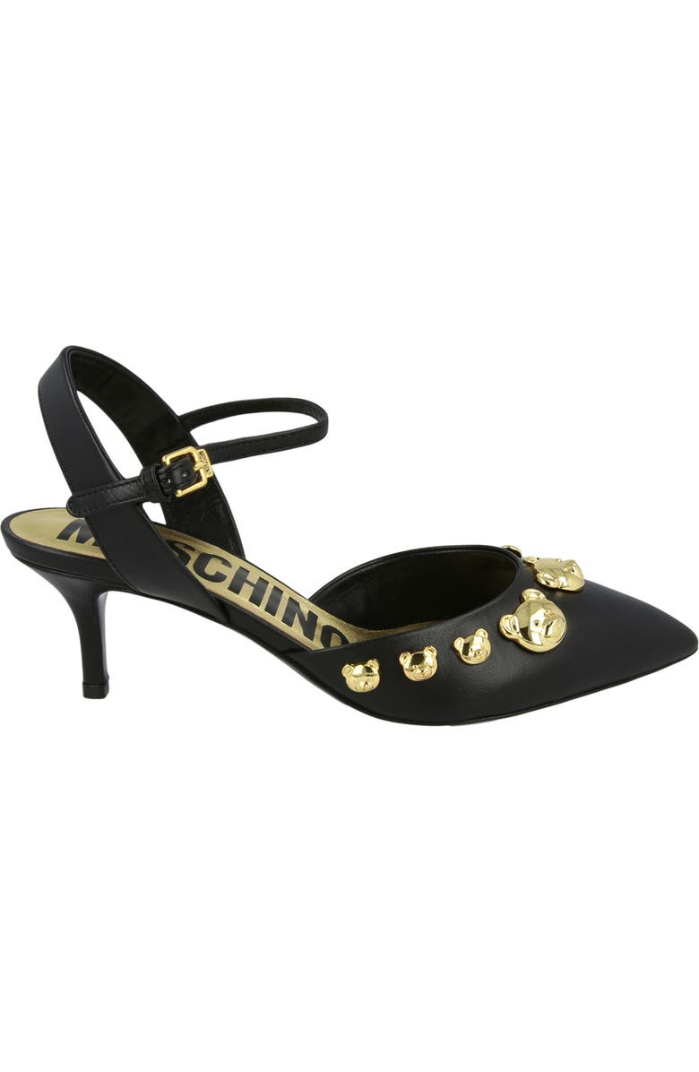 Moschino Teddy Bear Stud Kitten Heel Pump, Alternate, color, Black