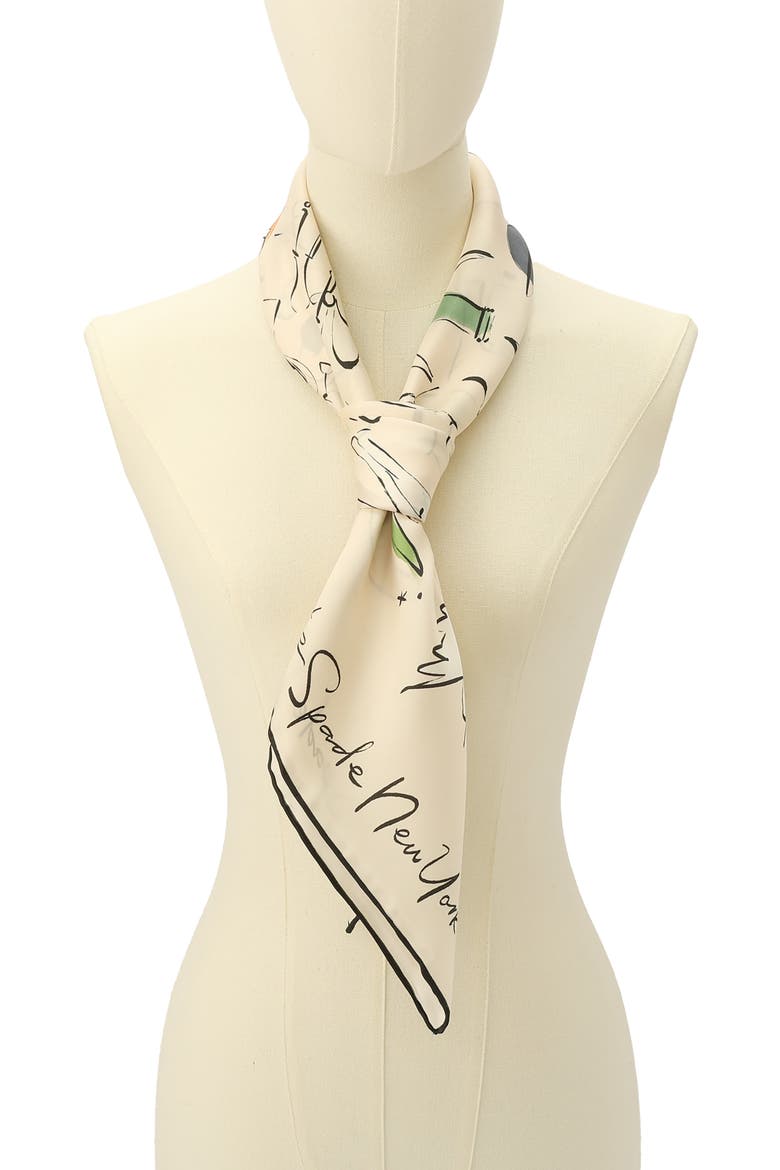 new york dream silk square scarf, Alternate, color, IVORY MULTI