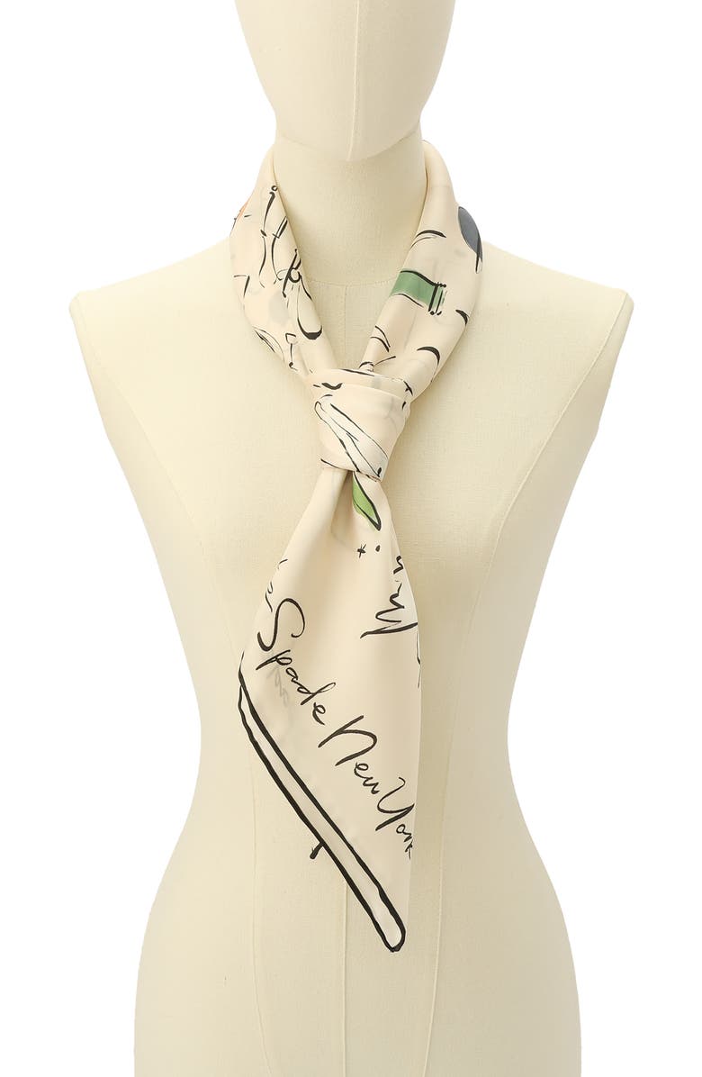 Kate Spade New York new york dream silk square scarf, Alternate, color, Ivory Multi