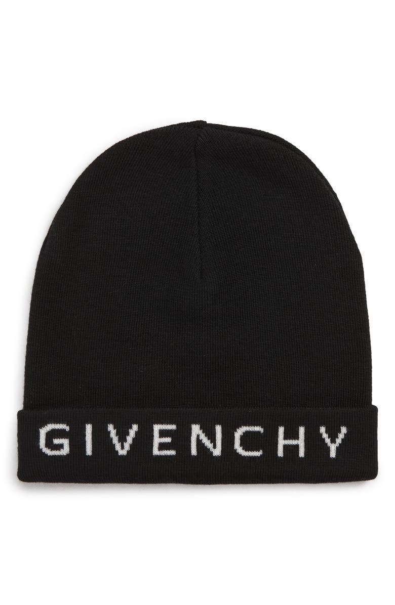 Givenchy Knit Logo Wool Beanie, Main, color, 