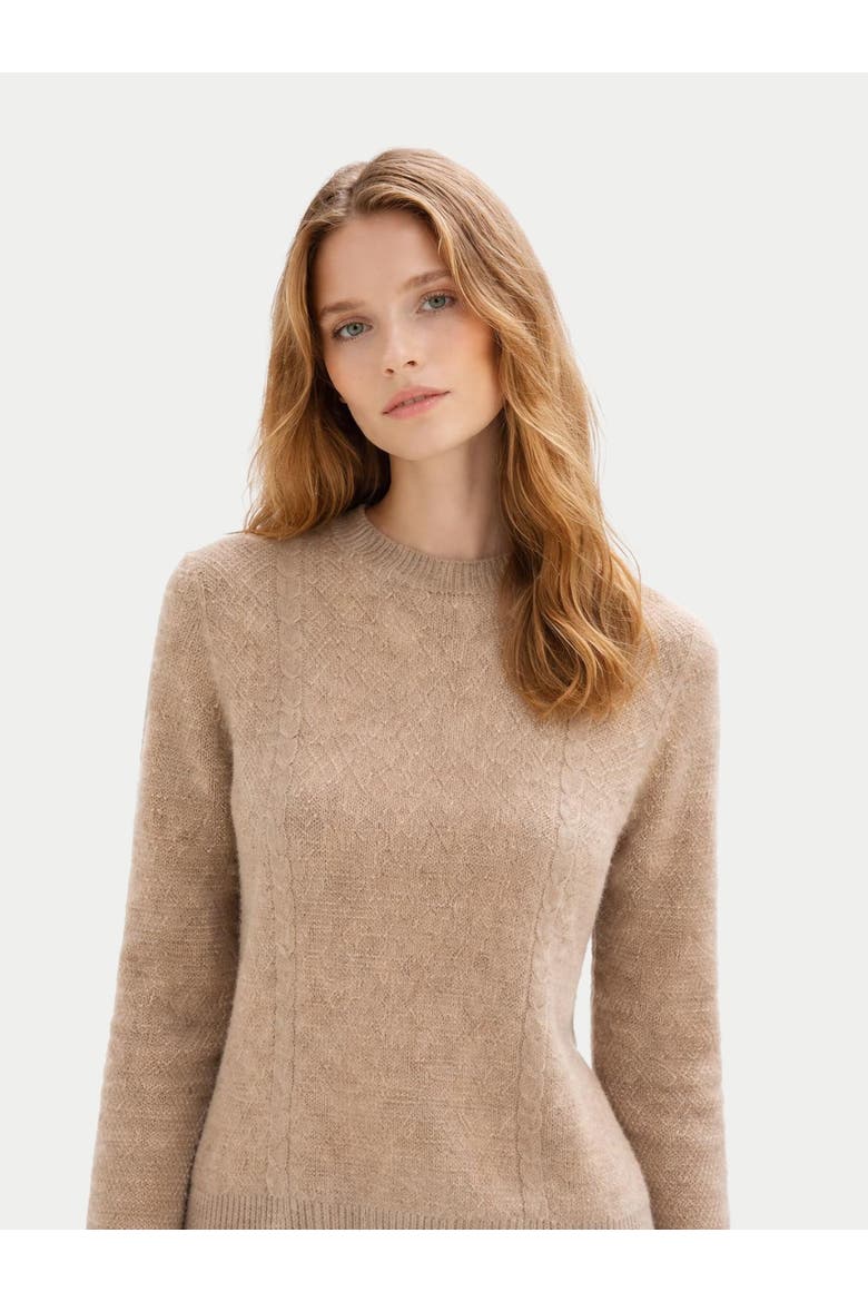 Cropped Crewneck Cashmere Sweater, Alternate, color, warm grey