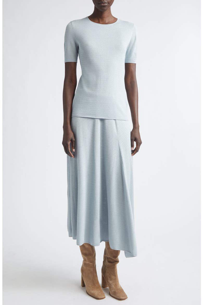 Textured Stitch Short Sleeve Sweater, Alternate, color, VENETIAN SKY
