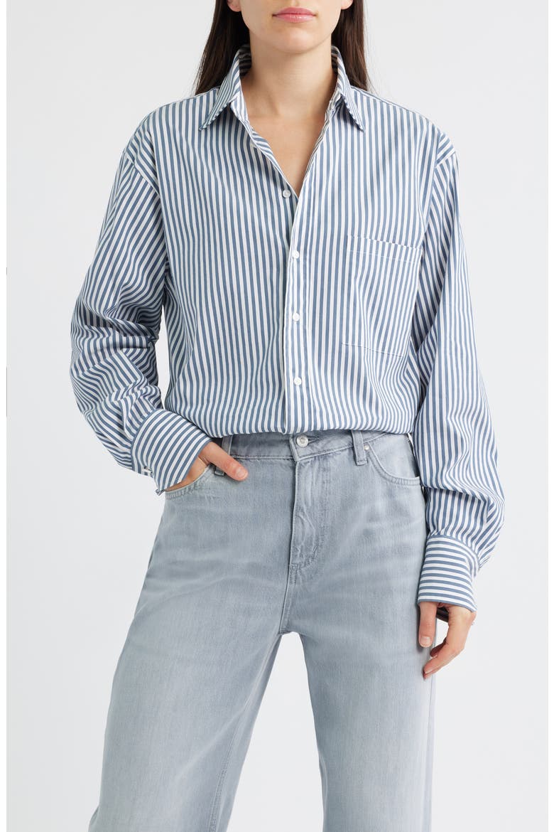 Saturday Stripe Woven Shirt, Main, color, TANZANITE STRIPE