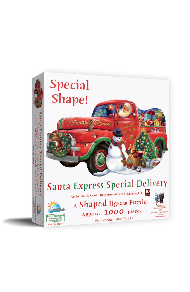 Sunsout Santa Express Special Delivery 1000 piece Jigsaw Puzzle for Adults Special Shape, Main, color, Multicolor