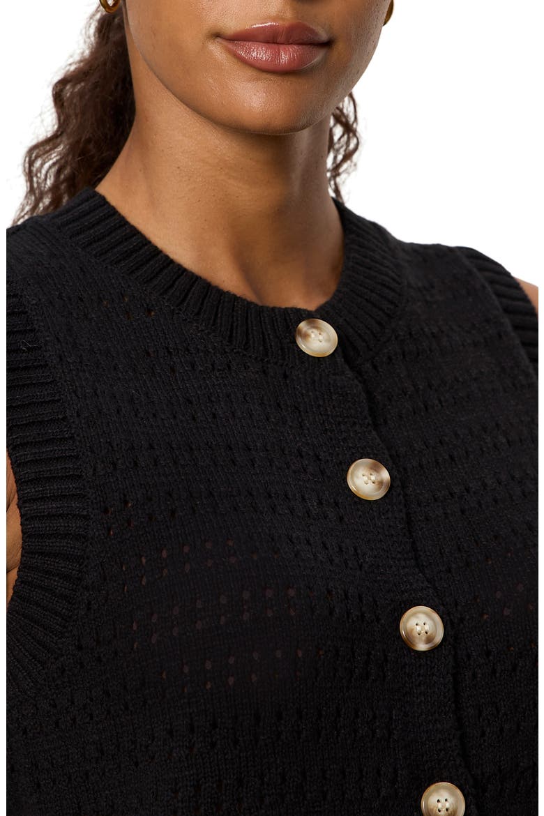 Cotton Pointelle Sleeveless Sweater, Alternate, color, BLACK