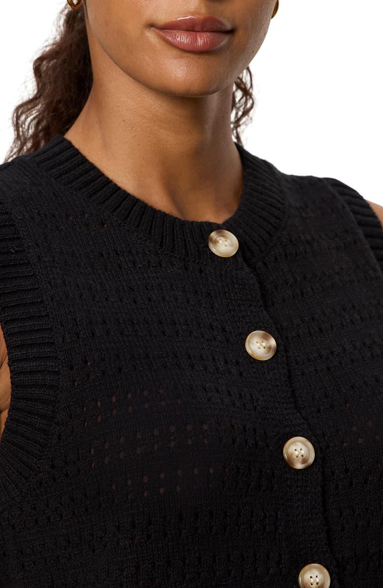 Sanctuary Cotton Pointelle Sleeveless Sweater, Alternate, color, Black