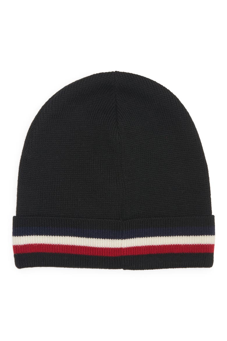 Tricolor Stripe Ribbed Wool Beanie, Alternate, color, BLACK/ BLACK