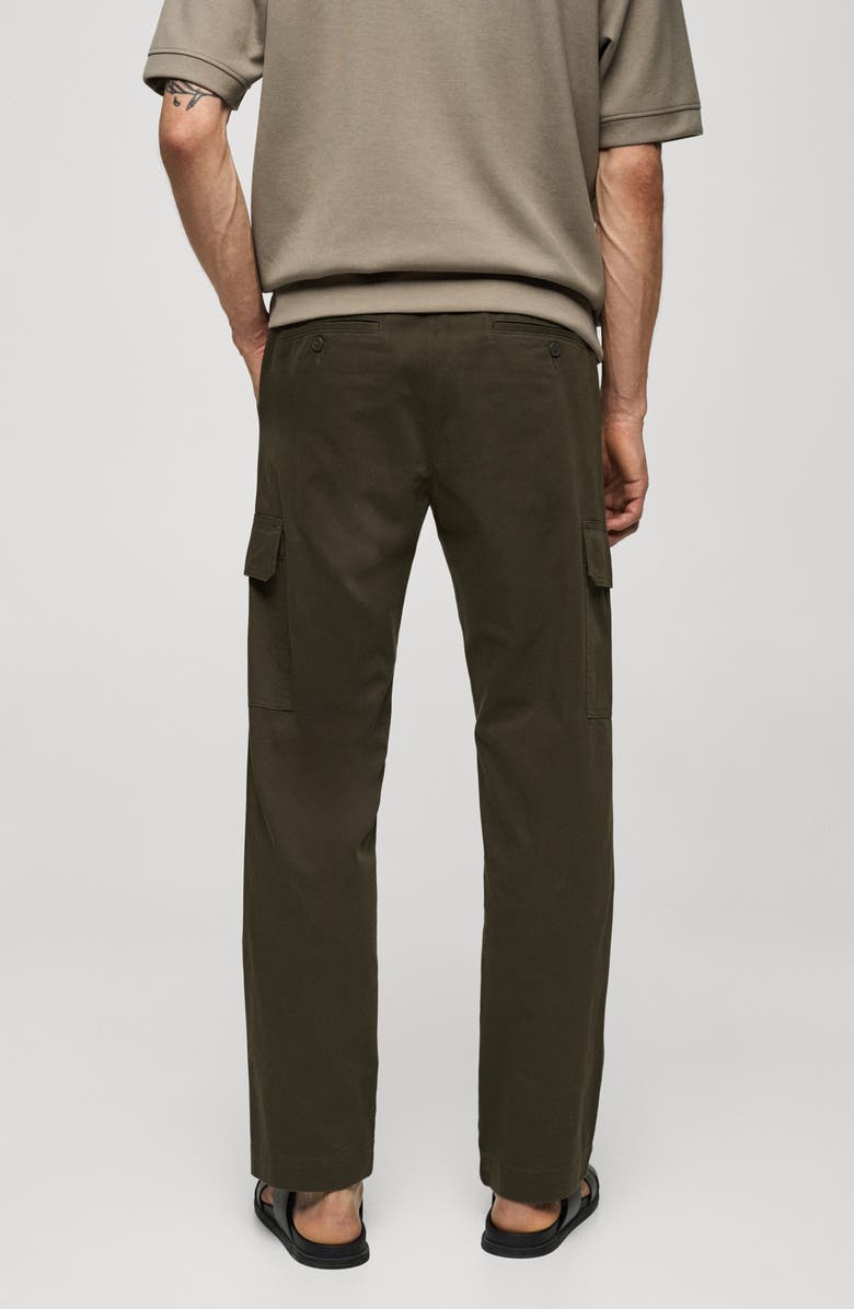 MANGO Straight Leg Twill Cargo Pants, Alternate, color, Khaki Green