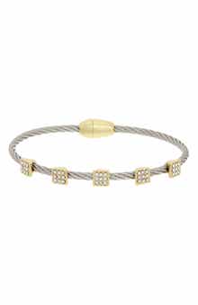 Juvell Pavé Cubic Zirconia Station Cable Bangle Bracelet