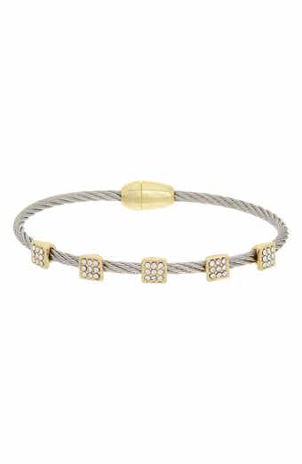 Juvell Pavé Cubic Zirconia Station Cable Bangle Bracelet