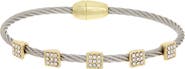 Juvell Pavé Cubic Zirconia Station Cable Bangle Bracelet