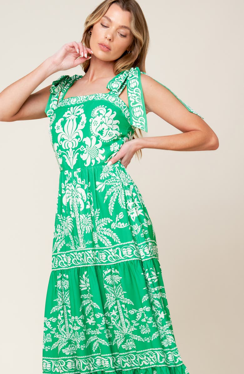 FLYING TOMATO Tie Strap Tiered Maxi Dress, Alternate, color, 