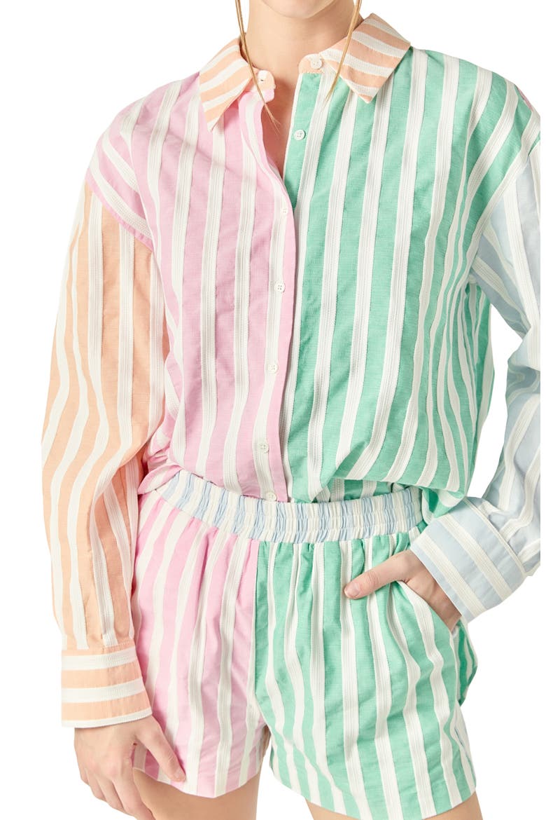 Colorblock Stripe Shirt, Alternate, color, PINK MULTI