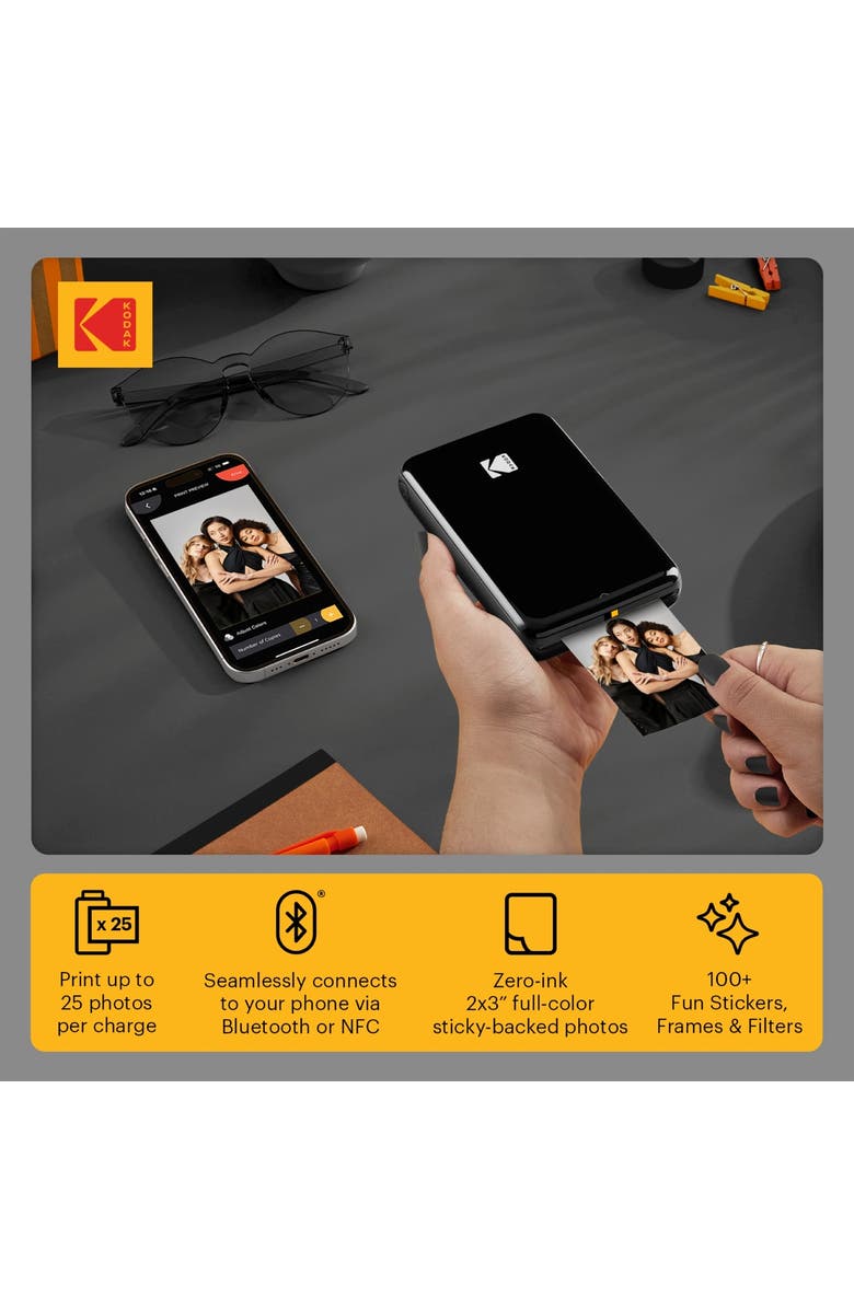 Kodak Step Mobile Instant Photo Printer 2x3, Compatible with iOS, Android & Bluetooth, Alternate, color, Black