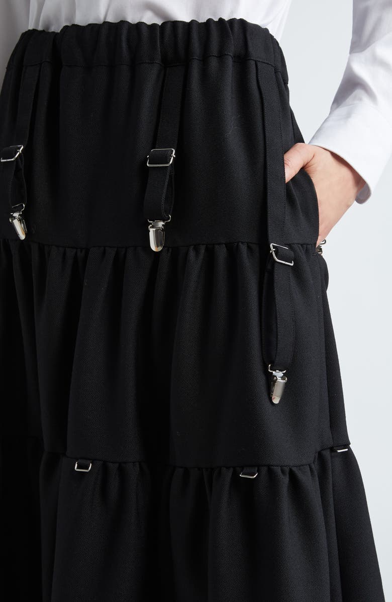 Noir Kei Ninomiya Tiered Wool Gabardine Maxi Skirt, Alternate, color,