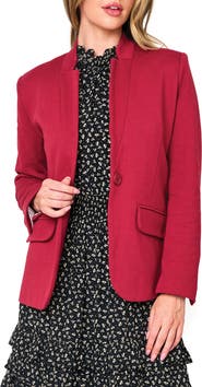 GIBSONLOOK Inverted Notch Collar Cotton Blend Knit Blazer