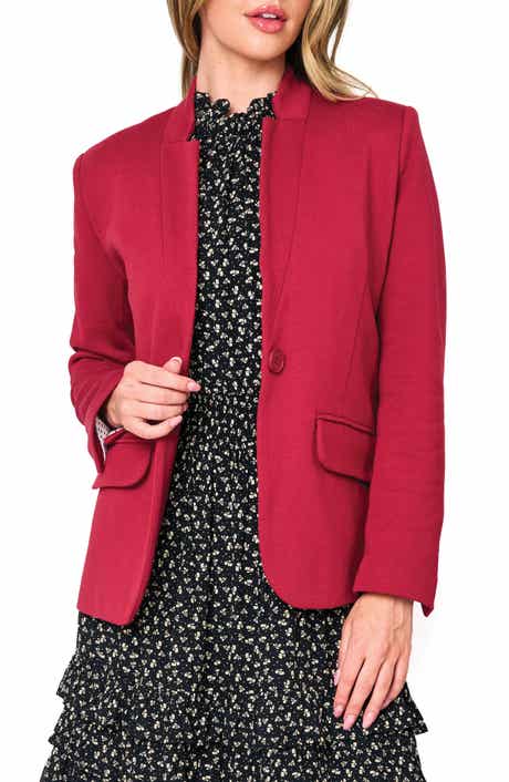 GIBSONLOOK Inverted Notch Collar Cotton Blend Knit Blazer