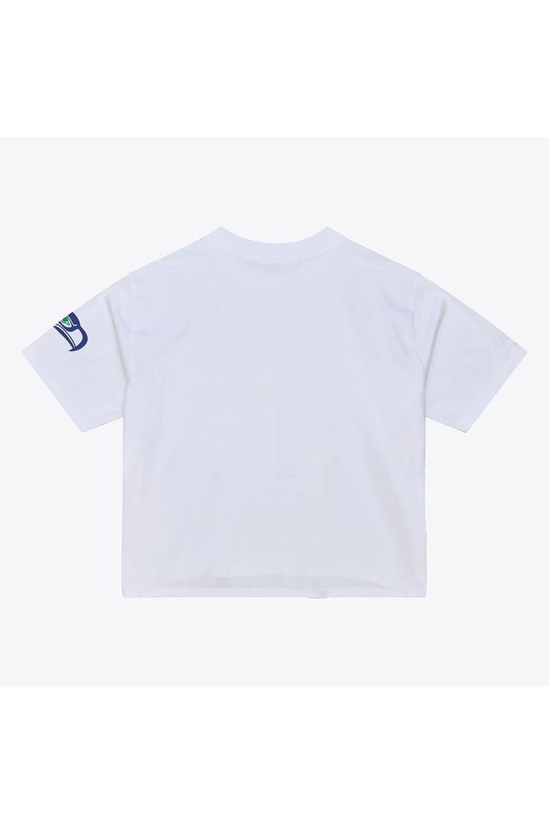 Women's Mitchell & Ness  White Seattle Seahawks Head Coach Cropped T-Shirt, Alternate, color, White
