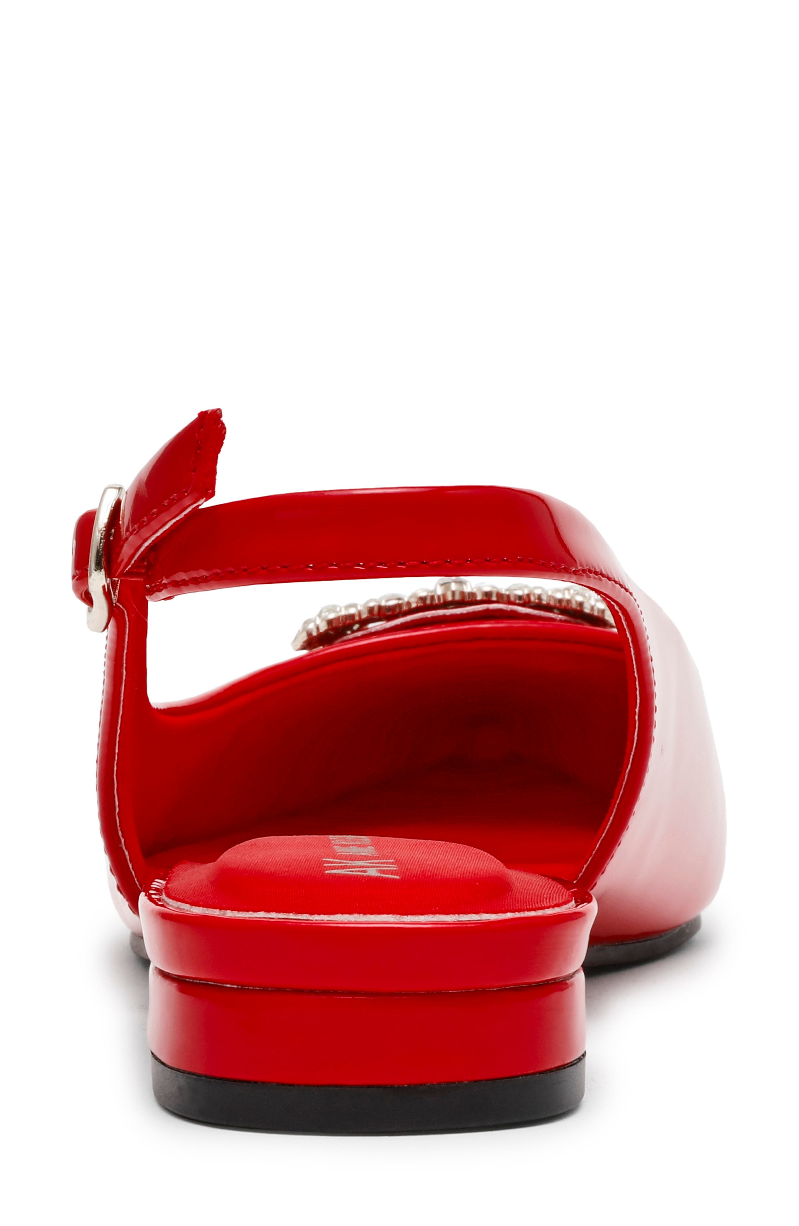Anne Klein Kith Slingback Flat, Alternate, color, Red Patent