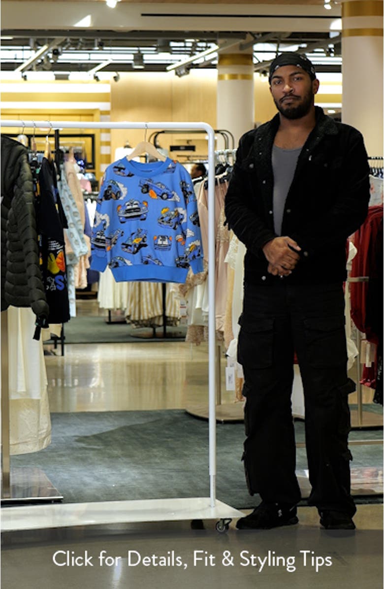 Kids' Car Print Cotton Sweatshirt, sales video thumbnail