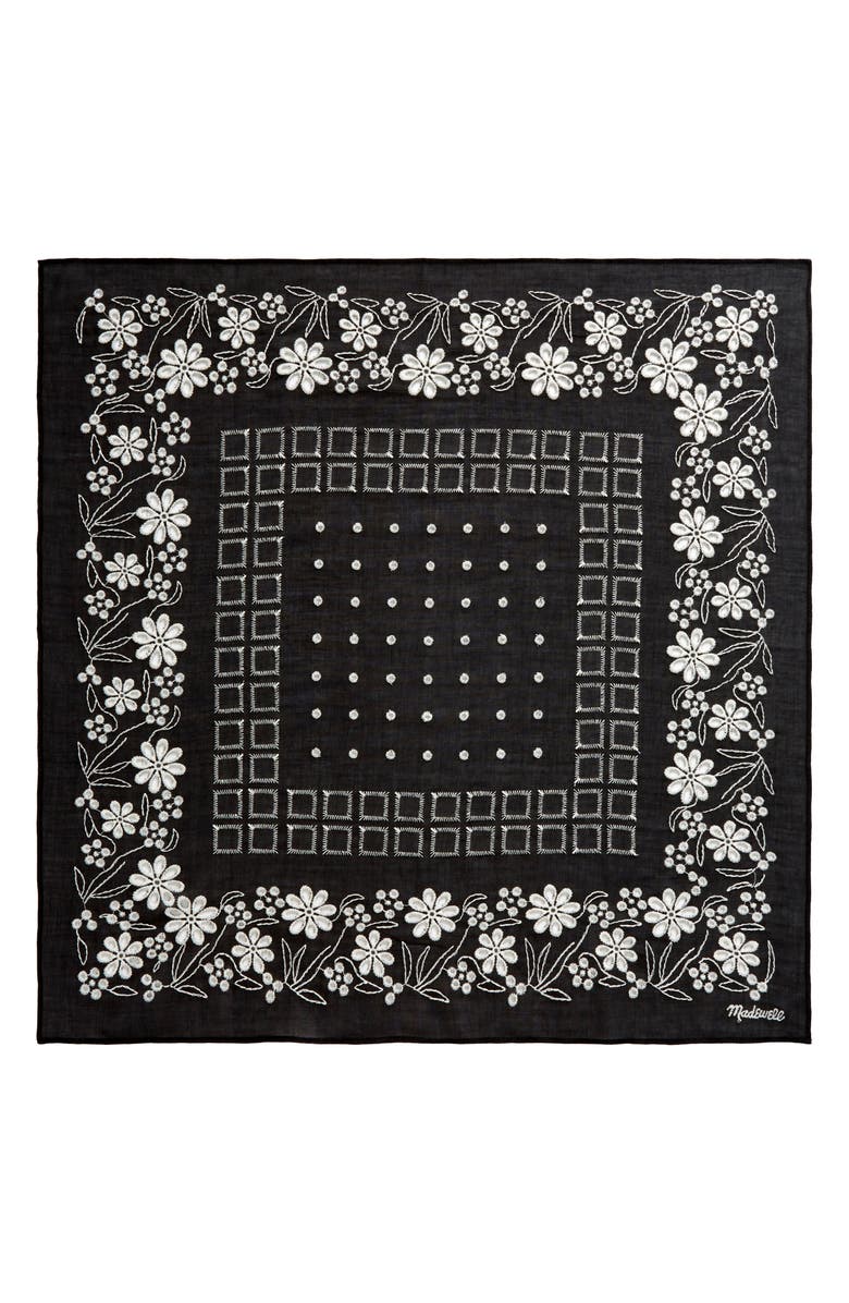 Madewell Embroidered Floral Eyelet Organic Cotton Bandana, Alternate, color, 