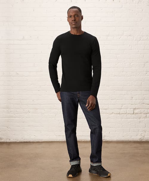 Pact Organic Cotton Luxe Stretch Jersey Slim Long Sleeve Tee In Black