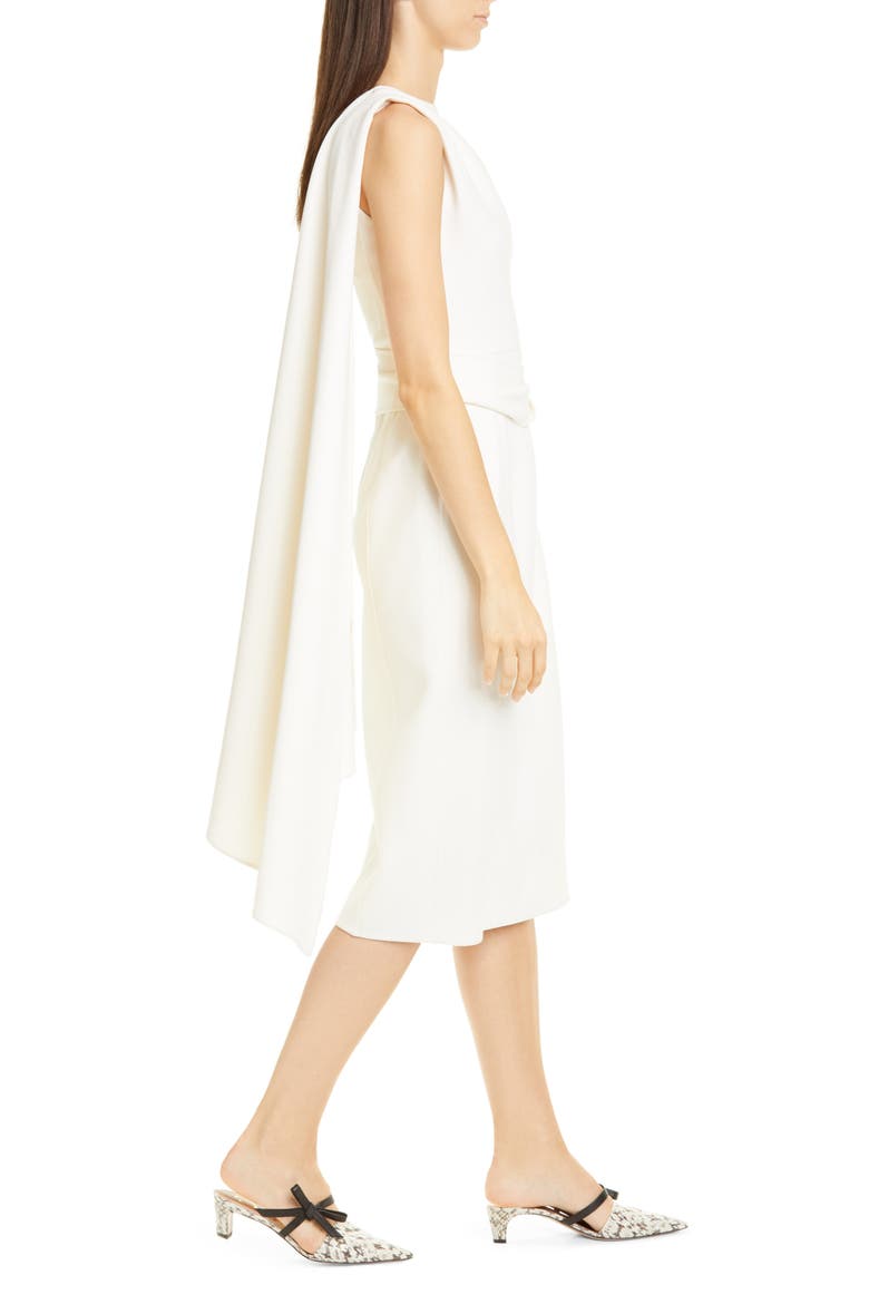 Sash Back Wool Blend Midi Dress, Alternate, color, IVORY