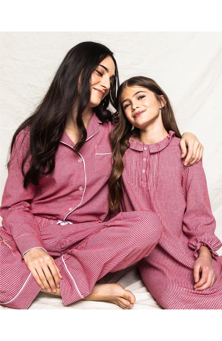 Petite Plume Victoria Gingham Long Sleeve Nightgown, Alternate, color,